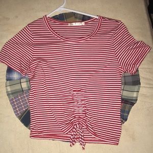 Crop top-red/white stripe